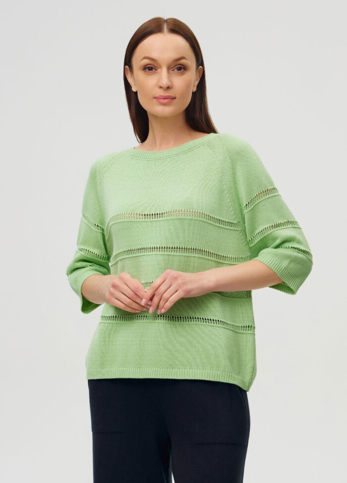 ДЖЕМПЕР САЛАТОВИЙ з перфорованими вставками 5051