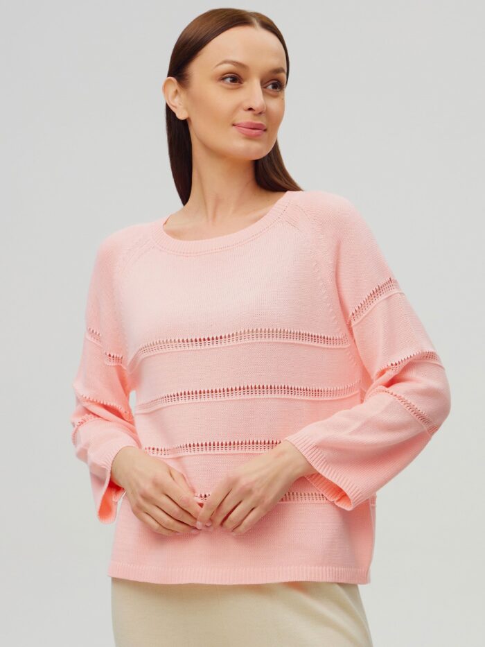 ДЖЕМПЕР РОЖЕВИЙ з перфорованими вставками 5051