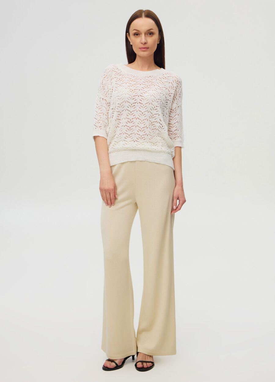 ДЖЕМПЕР БІЛИЙ літній ажурний з коротким рукавом 5089-Футболки та Топи_Одяг_4