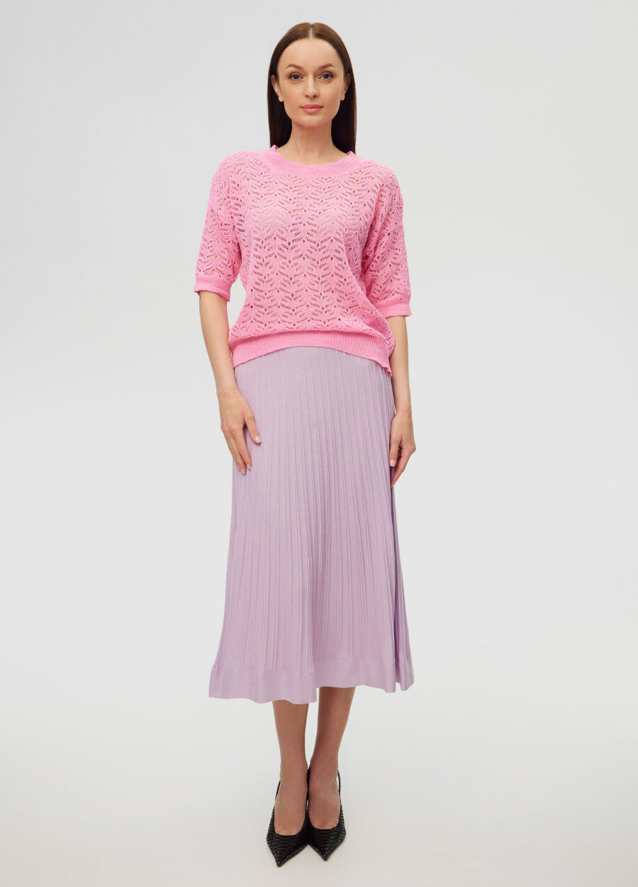 ДЖЕМПЕР РОЖЕВИЙ літній ажурний з коротким рукавом 5089-Весна-Літо_Футболки та Топи_4