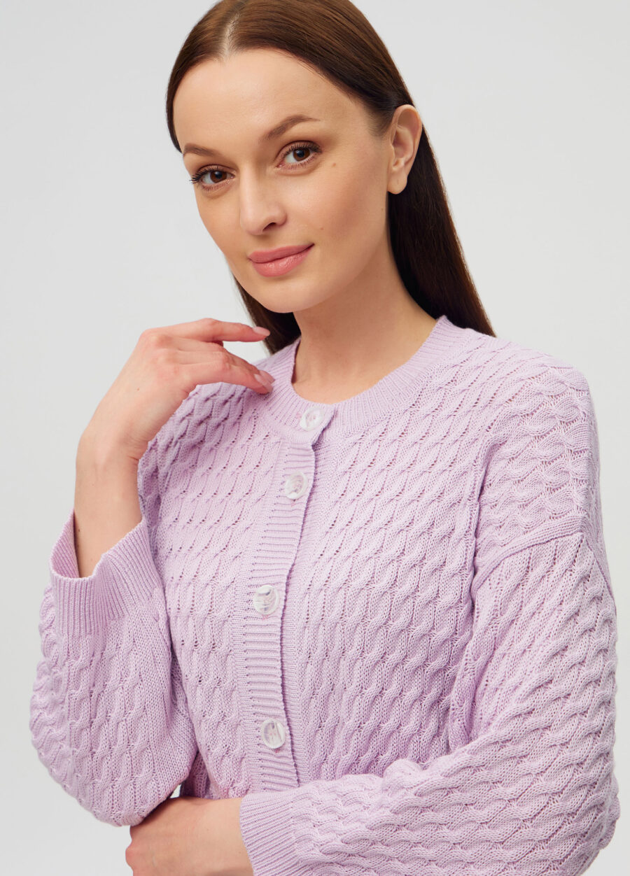 ЖАКЕТ ЛІЛОВИЙ на ґудзиках з напівбавовни 6001-Жакети та Кардигани_Колекції_2