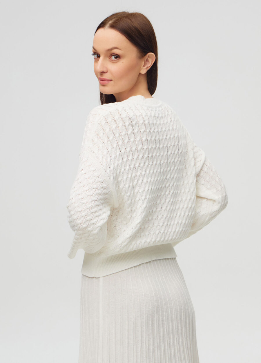 ЖАКЕТ БІЛИЙ на ґудзиках з напівбавовни 6001-Жакети та Кардигани_Колекції_3