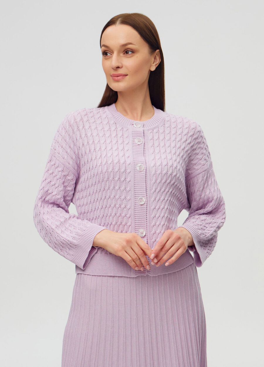 ЖАКЕТ ЛІЛОВИЙ на ґудзиках з напівбавовни 6001-Жакети та Кардигани_Колекції_1