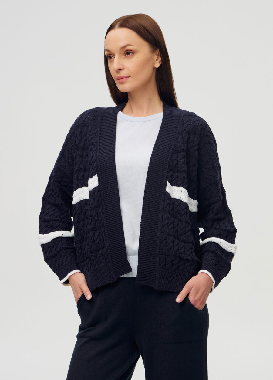 ЖАКЕТ ТЕМНО-СИНІЙ без застібки з напівбавовни 6003-Одяг_Весна-Літо_6