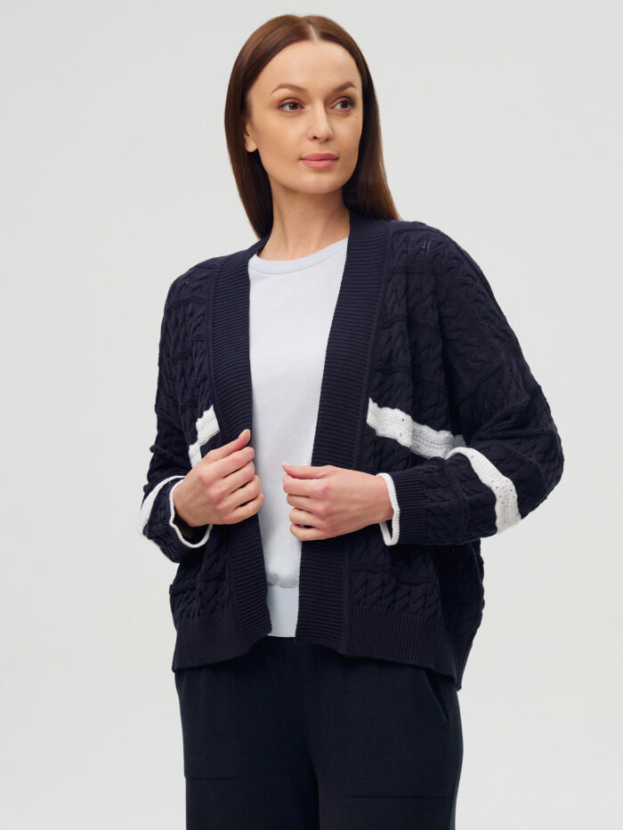 ЖАКЕТ ТЕМНО-СИНІЙ без застібки з напівбавовни 6003