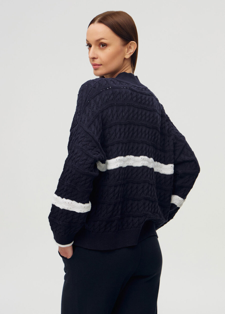 ЖАКЕТ ТЕМНО-СИНІЙ без застібки з напівбавовни 6003-Одяг_Весна-Літо_2