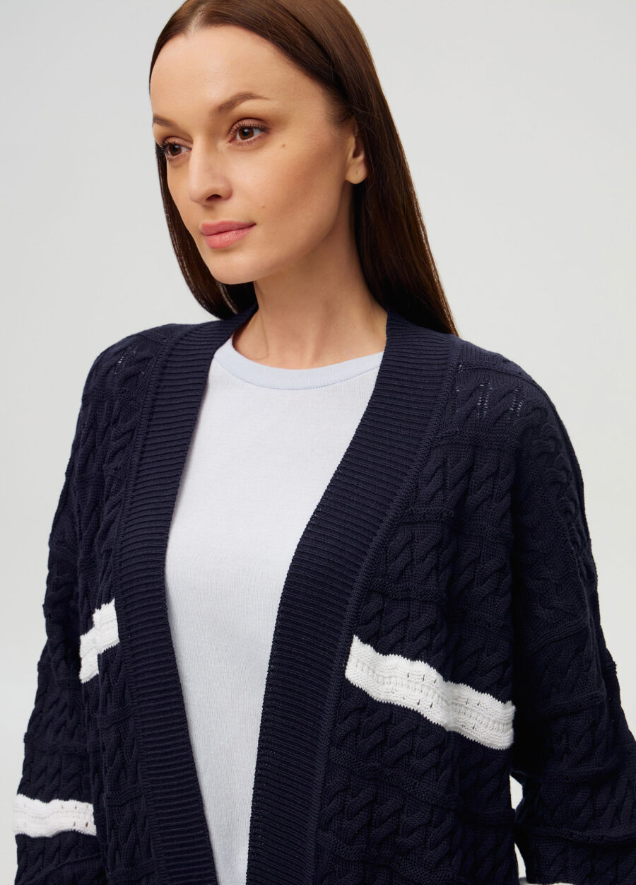 ЖАКЕТ ТЕМНО-СИНІЙ без застібки з напівбавовни 6003-Одяг_Весна-Літо_3