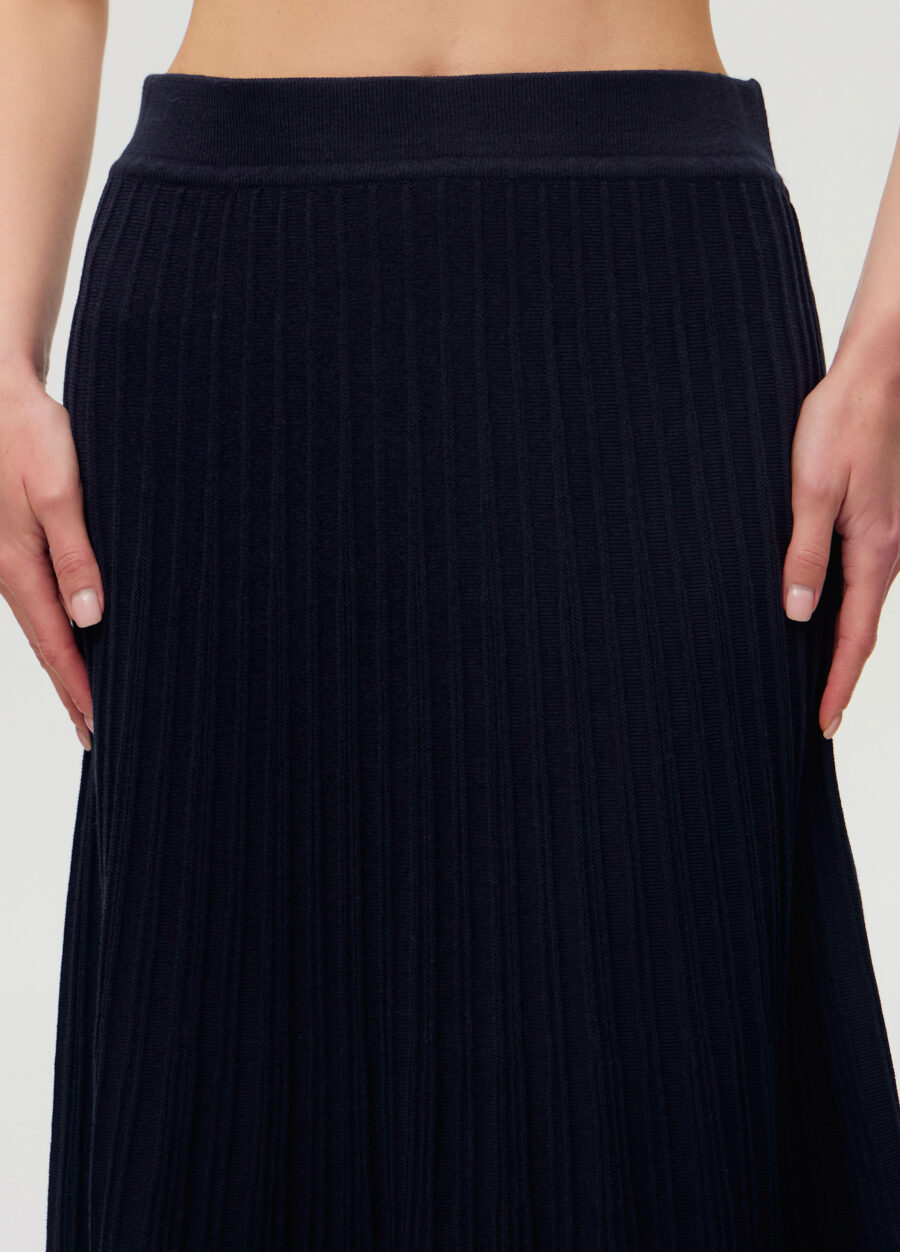 СПІДНИЦЯ ТЕМНО-СИНЯ міді з бавовни А силуету 6006-Колекції_Одяг_3