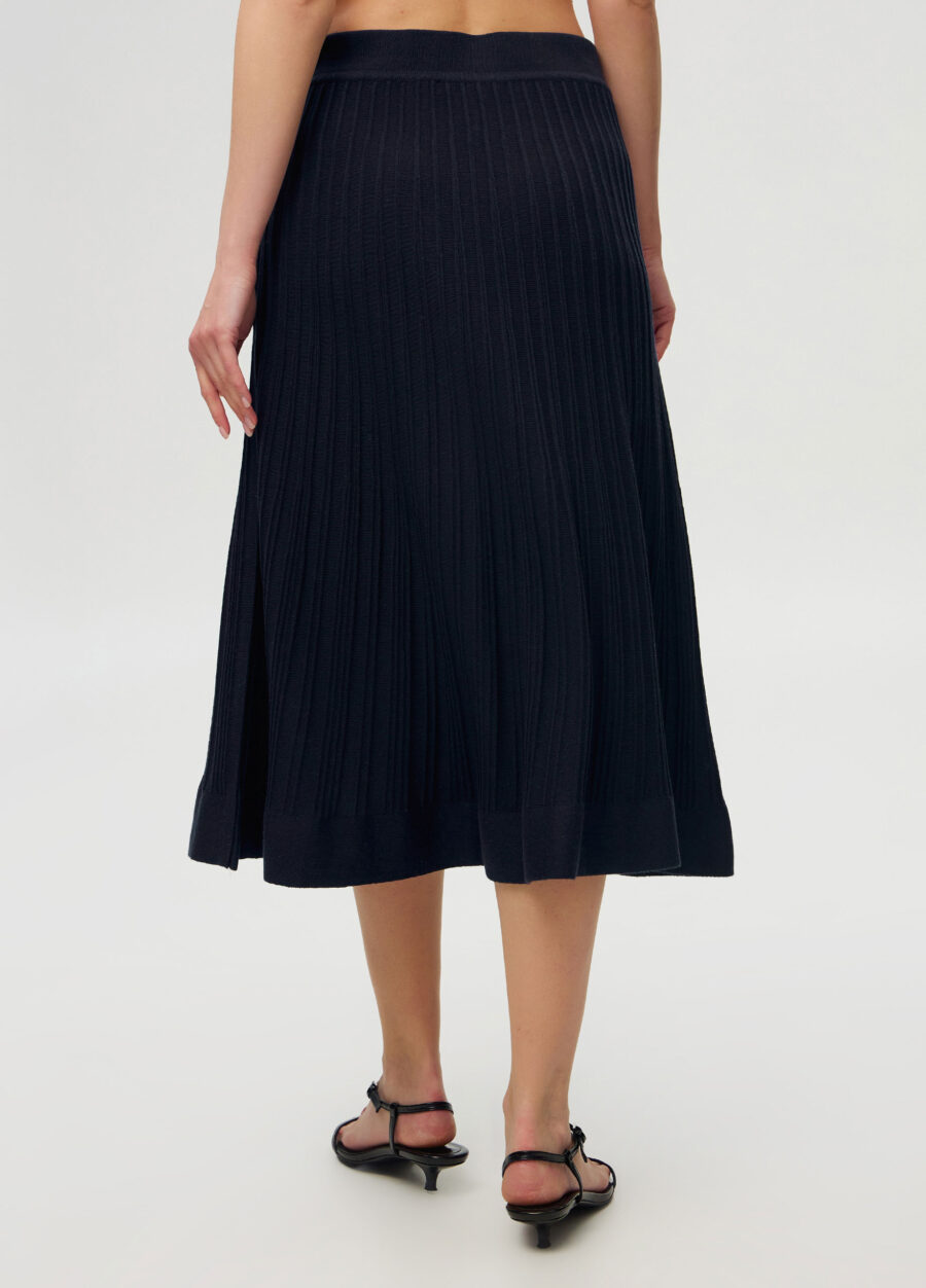 СПІДНИЦЯ ТЕМНО-СИНЯ міді з бавовни А силуету 6006-Колекції_Одяг_4