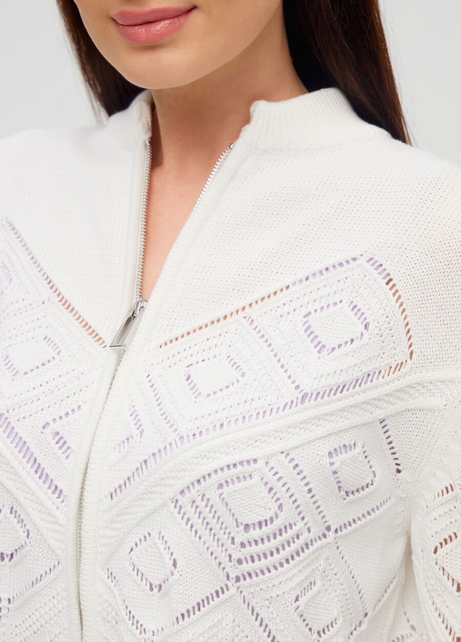 ЖАКЕТ БЕЛЫЙ на молнии из полухлопка 6007-Одежда_Коллекции_2