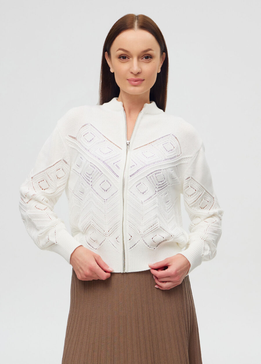 ЖАКЕТ БЕЛЫЙ на молнии из полухлопка 6007-Одежда_Коллекции_3