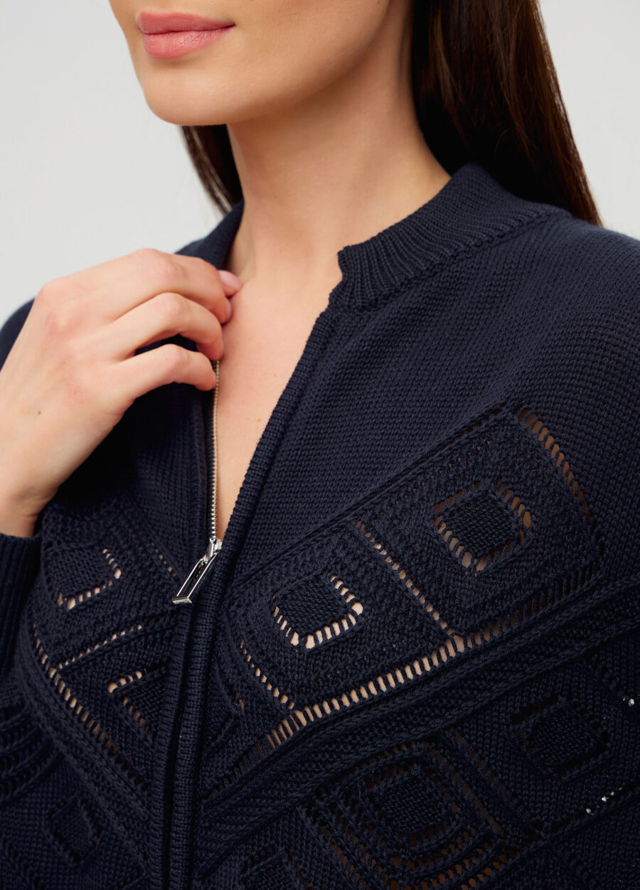 ЖАКЕТ СИНИЙ на молнии из полушерсти 6007-Весна-Лето_Жакеты и Кардиганы_2