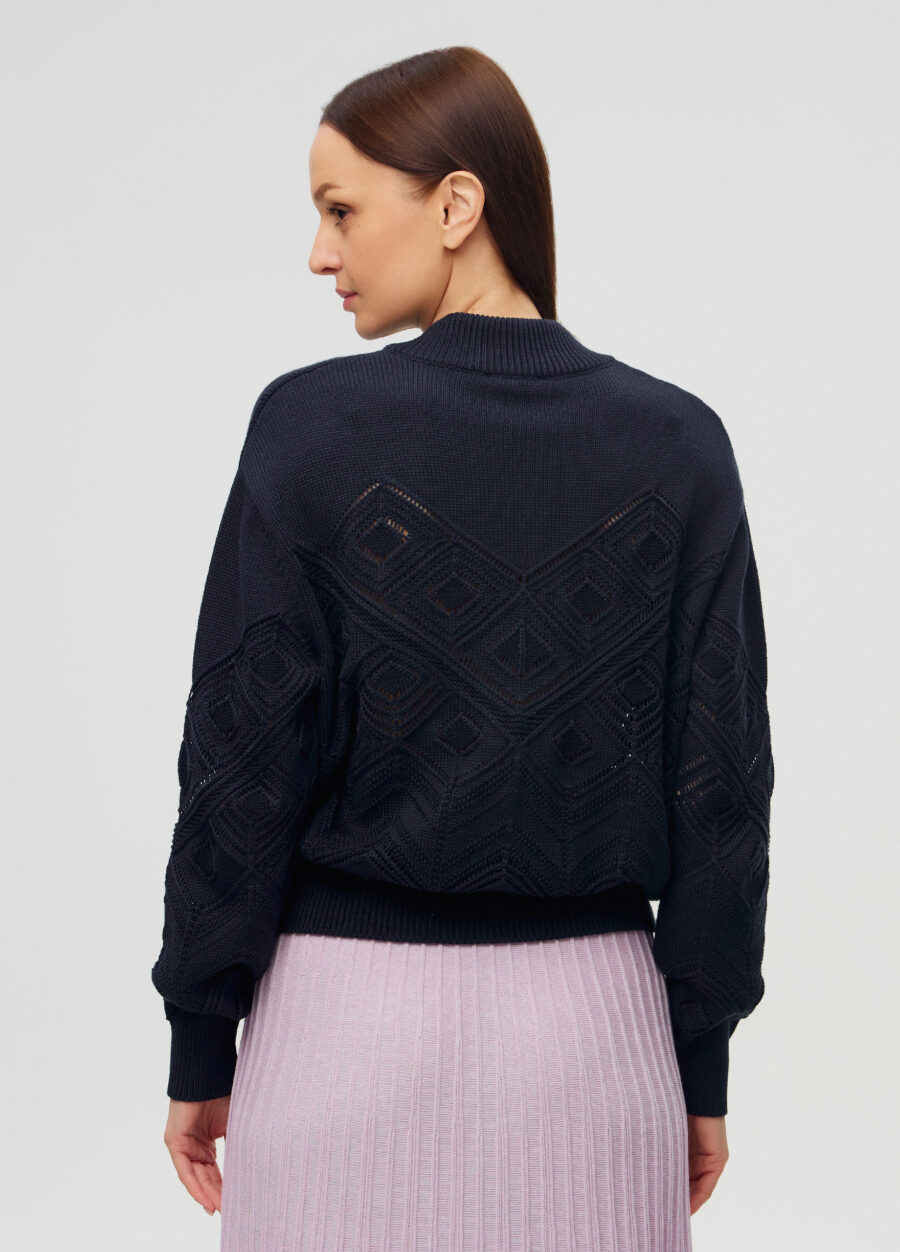 ЖАКЕТ СИНИЙ на молнии из полушерсти 6007-Весна-Лето_Жакеты и Кардиганы_3