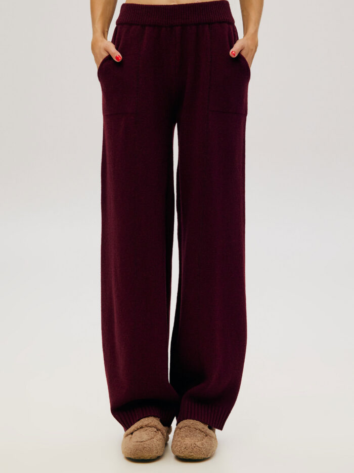 TROUSERS BURGUNDY cable knit eith pockets 6032