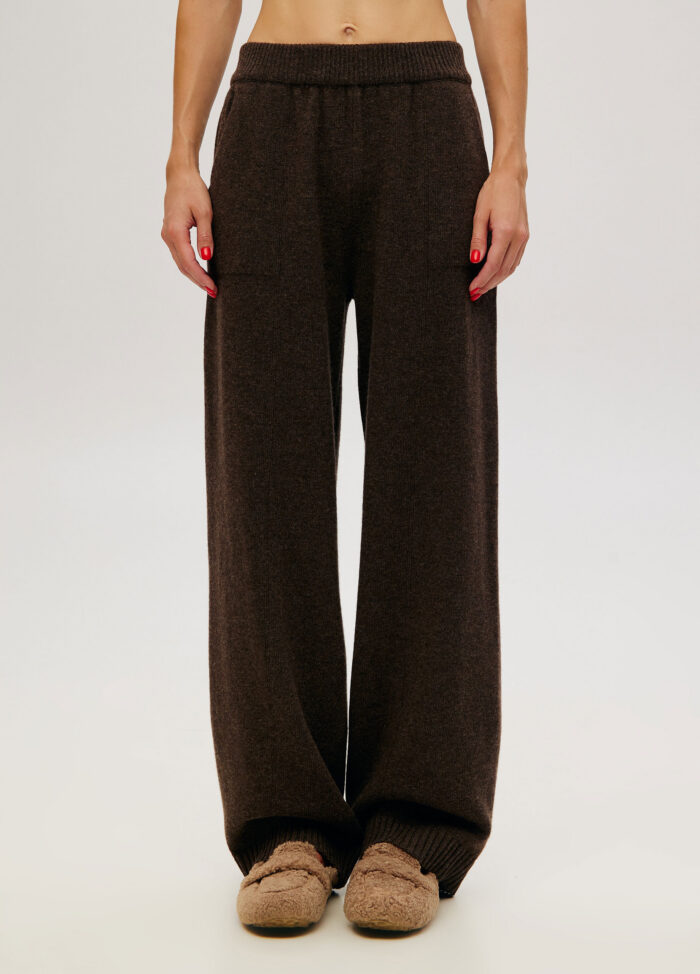 TROUSERS BROWN cable knit eith pockets 6032